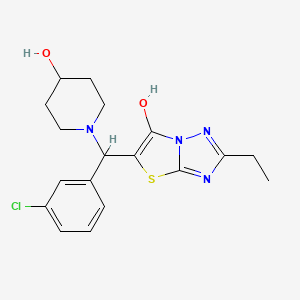 5-((3-Chlorophenyl)(4-hydroxypiperidin-1-yl)methyl)-2-ethylthiazolo[3,2-b][1,2,4]triazol-6-ol
