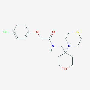 molecular formula C18H25ClN2O3S B2389092 2-(4-Chlorophenoxy)-N-[(4-thiomorpholin-4-yloxan-4-yl)methyl]acetamide CAS No. 2415519-90-1