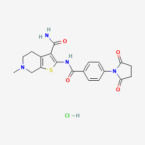 molecular formula C20H21ClN4O4S B2389100 2-(4-(2,5-Dioxopyrrolidin-1-yl)benzamido)-6-methyl-4,5,6,7-tetrahydrothieno[2,3-c]pyridine-3-carboxamide hydrochloride CAS No. 1189440-18-3