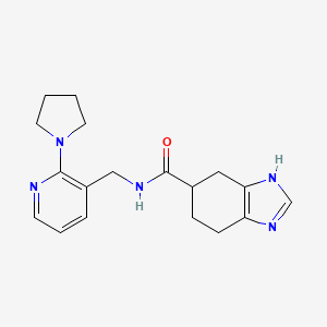 molecular formula C18H23N5O B2389111 N-((2-(吡咯烷-1-基)吡啶-3-基)甲基)-4,5,6,7-四氢-1H-苯并[d]咪唑-5-甲酰胺 CAS No. 2034584-14-8
