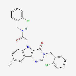 molecular formula C27H22Cl2N4O2 B2389114 N-(2-chlorobenzyl)-2-(3-(2-chlorobenzyl)-8-methyl-4-oxo-3H-pyrimido[5,4-b]indol-5(4H)-yl)acetamide CAS No. 1189503-08-9