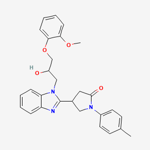 molecular formula C28H29N3O4 B2389117 4-(1-(2-hydroxy-3-(2-méthoxyphénoxy)propyl)-1H-benzo[d]imidazol-2-yl)-1-(p-tolyl)pyrrolidin-2-one CAS No. 1018124-99-6