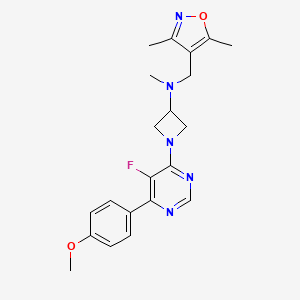 molecular formula C21H24FN5O2 B2389119 N-[(3,5-Dimethyl-1,2-oxazol-4-yl)methyl]-1-[5-fluoro-6-(4-methoxyphenyl)pyrimidin-4-yl]-N-methylazetidin-3-amine CAS No. 2380194-07-8