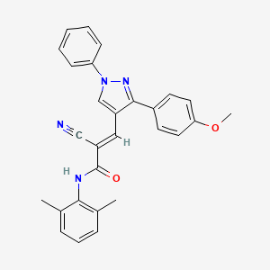 (E)-2-cyano-N-(2,6-dimethylphenyl)-3-[3-(4-methoxyphenyl)-1-phenylpyrazol-4-yl]prop-2-enamide