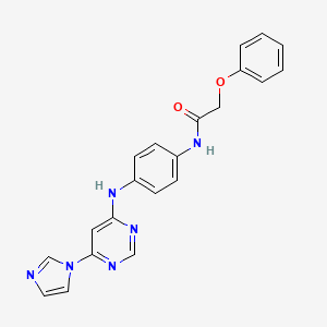 molecular formula C21H18N6O2 B2389130 N-(4-((6-(1H-咪唑-1-基)嘧啶-4-基)氨基)苯基)-2-苯氧基乙酰胺 CAS No. 1203087-94-8