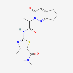 molecular formula C17H21N5O3S B2389143 N,N,4-trimethyl-2-(2-(3-oxo-3,5,6,7-tetrahydro-2H-cyclopenta[c]pyridazin-2-yl)propanamido)thiazole-5-carboxamide CAS No. 2097857-95-7