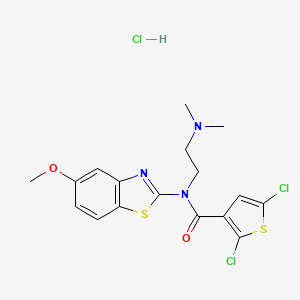 molecular formula C17H18Cl3N3O2S2 B2389147 2,5-二氯-N-(2-(二甲氨基)乙基)-N-(5-甲氧基苯并[d]噻唑-2-基)噻吩-3-甲酰胺盐酸盐 CAS No. 1052531-20-0