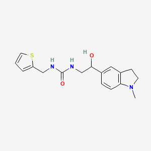 molecular formula C17H21N3O2S B2389150 1-(2-Hydroxy-2-(1-methylindolin-5-yl)ethyl)-3-(thiophen-2-ylmethyl)urea CAS No. 1704607-19-1