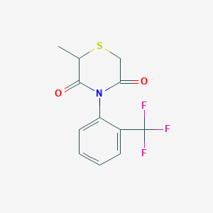 molecular formula C12H10F3NO2S B2389152 2-甲基-4-[2-(三氟甲基)苯基]硫代吗啉-3,5-二酮 CAS No. 344266-46-2