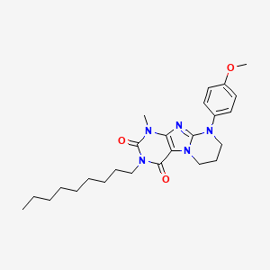 molecular formula C25H35N5O3 B2389162 9-(4-methoxyphenyl)-1-methyl-3-nonyl-7,8-dihydro-6H-purino[7,8-a]pyrimidine-2,4-dione CAS No. 844464-49-9