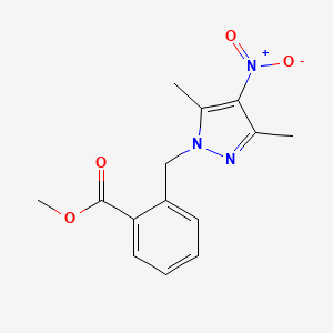 molecular formula C14H15N3O4 B2389164 methyl 2-[(3,5-dimethyl-4-nitro-1H-pyrazol-1-yl)methyl]benzoate CAS No. 925634-49-7