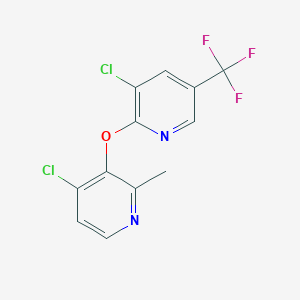 molecular formula C12H7Cl2F3N2O B2389167 4-Chloro-3-{[3-chloro-5-(trifluoromethyl)-2-pyridinyl]oxy}-2-methylpyridine CAS No. 400075-75-4