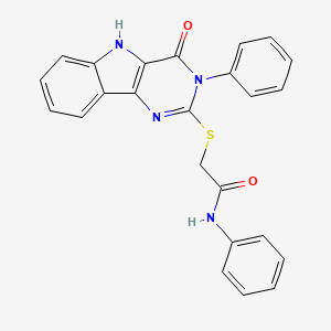 2-((4-oxo-3-phenyl-4,5-dihydro-3H-pyrimido[5,4-b]indol-2-yl)thio)-N-phenylacetamide