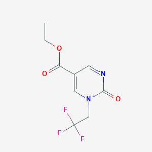 molecular formula C9H9F3N2O3 B2389182 Ethyl 2-oxo-1-(2,2,2-trifluoroethyl)-1,2-dihydropyrimidine-5-carboxylate CAS No. 1402232-92-1