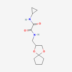 molecular formula C13H20N2O4 B2389192 N1-(1,4-dioxaspiro[4.4]nonan-2-ylmethyl)-N2-cyclopropyloxalamide CAS No. 941914-70-1