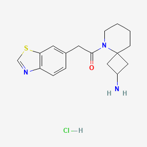 molecular formula C17H22ClN3OS B2389196 1-(2-Amino-5-azaspiro[3.5]nonan-5-yl)-2-(1,3-benzothiazol-6-yl)ethanone;hydrochloride CAS No. 2418730-76-2