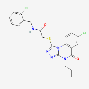 molecular formula C21H19Cl2N5O2S B2389208 N-(2-Chlorbenzyl)-2-((7-Chlor-5-oxo-4-propyl-4,5-dihydro-[1,2,4]triazolo[4,3-a]chinazolin-1-yl)thio)acetamid CAS No. 1110980-67-0