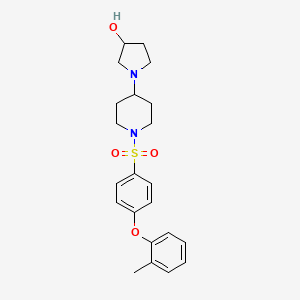molecular formula C22H28N2O4S B2389209 1-(1-((4-(o-Tolyloxy)phenyl)sulfonyl)piperidin-4-yl)pyrrolidin-3-ol CAS No. 1448064-79-6