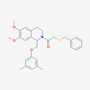 molecular formula C29H33NO4S B2389211 2-(benzylthio)-1-(1-((3,5-dimethylphenoxy)methyl)-6,7-dimethoxy-3,4-dihydroisoquinolin-2(1H)-yl)ethanone CAS No. 681154-03-0