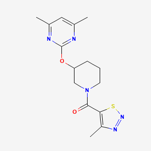 (3-((4,6-Dimethylpyrimidin-2-yl)oxy)piperidin-1-yl)(4-methyl-1,2,3-thiadiazol-5-yl)methanone