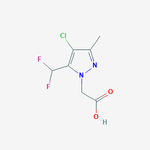 molecular formula C7H7ClF2N2O2 B2389221 [4-Chloro-5-(difluoromethyl)-3-methyl-1H-pyrazol-1-yl]acetic acid CAS No. 1946828-31-4