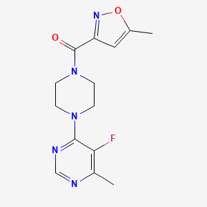 molecular formula C14H16FN5O2 B2389228 [4-(5-Fluoro-6-methylpyrimidin-4-yl)piperazin-1-yl]-(5-methyl-1,2-oxazol-3-yl)methanone CAS No. 2380098-81-5