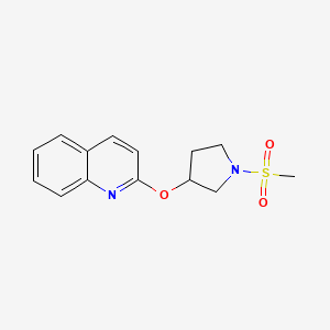 molecular formula C14H16N2O3S B2389230 2-((1-(Methylsulfonyl)pyrrolidin-3-yl)oxy)quinoline CAS No. 2034616-63-0