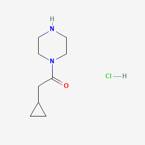 molecular formula C9H17ClN2O B2389236 2-Cyclopropyl-1-piperazin-1-ylethanone;hydrochloride CAS No. 1884703-11-0