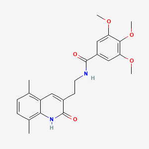 molecular formula C23H26N2O5 B2389239 N-[2-(5,8-dimethyl-2-oxo-1H-quinolin-3-yl)ethyl]-3,4,5-trimethoxybenzamide CAS No. 851406-43-4