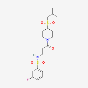 3-fluoro-N-(3-(4-(isobutylsulfonyl)piperidin-1-yl)-3-oxopropyl)benzenesulfonamide
