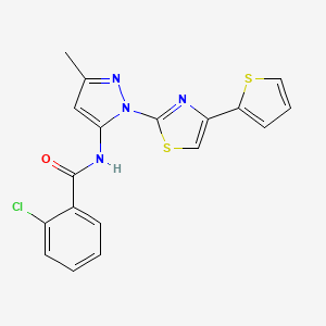 2-chloro-N-(3-methyl-1-(4-(thiophen-2-yl)thiazol-2-yl)-1H-pyrazol-5-yl)benzamide