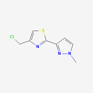 molecular formula C8H8ClN3S B2389255 4-(chloromethyl)-2-(1-methyl-1H-pyrazol-3-yl)-1,3-thiazole CAS No. 1491508-77-0