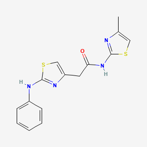 molecular formula C15H14N4OS2 B2389261 N-(4-methylthiazol-2-yl)-2-(2-(phenylamino)thiazol-4-yl)acetamide CAS No. 1170414-75-1