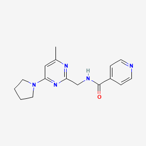 molecular formula C16H19N5O B2389265 N-((4-methyl-6-(pyrrolidin-1-yl)pyrimidin-2-yl)methyl)isonicotinamide CAS No. 1798030-80-4