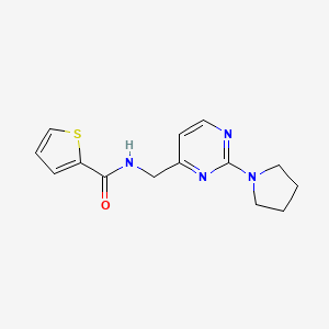 molecular formula C14H16N4OS B2389274 N-((2-(吡咯烷-1-基)嘧啶-4-基)甲基)噻吩-2-甲酰胺 CAS No. 1797619-79-4