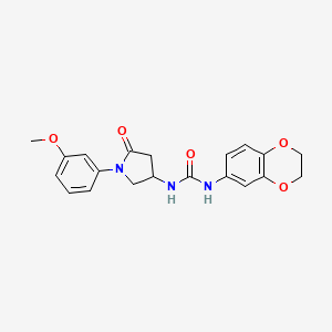 molecular formula C20H21N3O5 B2389277 1-(2,3-dihydro-1,4-benzodioxin-6-yl)-3-[1-(3-methoxyphenyl)-5-oxopyrrolidin-3-yl]urea CAS No. 891098-12-7