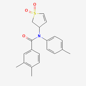 molecular formula C20H21NO3S B2389278 N-(1,1-dioxido-2,3-dihydrothien-3-yl)-3,4-dimethyl-N-(4-methylphenyl)benzamide CAS No. 852438-39-2