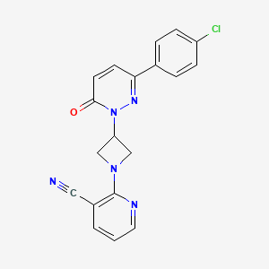 molecular formula C19H14ClN5O B2389284 2-[3-[3-(4-Chlorophenyl)-6-oxopyridazin-1-yl]azetidin-1-yl]pyridine-3-carbonitrile CAS No. 2380085-03-8