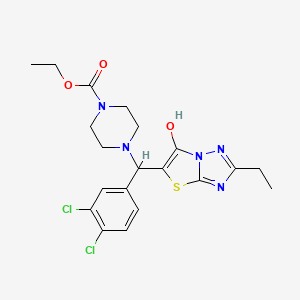 molecular formula C20H23Cl2N5O3S B2389286 4-((3,4-二氯苯基)(2-乙基-6-羟基噻唑并[3,2-b][1,2,4]三唑-5-基)甲基)哌嗪-1-羧酸乙酯 CAS No. 886913-57-1