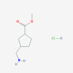 molecular formula C8H16ClNO2 B2389288 Methyl 3-(aminomethyl)cyclopentane-1-carboxylate hydrochloride CAS No. 2227204-94-4