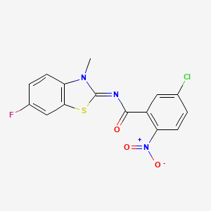molecular formula C15H9ClFN3O3S B2389300 (E)-5-chloro-N-(6-fluoro-3-methylbenzo[d]thiazol-2(3H)-ylidene)-2-nitrobenzamide CAS No. 477294-59-0