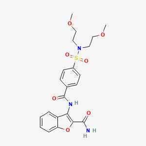 molecular formula C22H25N3O7S B2389308 3-(4-(N,N-bis(2-methoxyethyl)sulfamoyl)benzamido)benzofuran-2-carboxamide CAS No. 477557-20-3