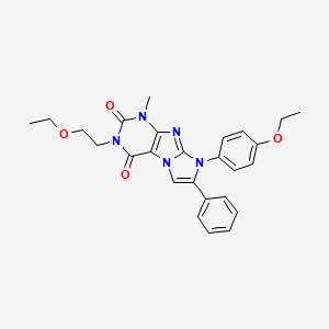 molecular formula C26H27N5O4 B2389316 3-(2-ethoxyethyl)-8-(4-ethoxyphenyl)-1-methyl-7-phenyl-1H-imidazo[2,1-f]purine-2,4(3H,8H)-dione CAS No. 896297-66-8