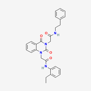 molecular formula C28H28N4O4 B2389317 2-(2,4-dioxo-3-(2-oxo-2-(phenethylamino)ethyl)-3,4-dihydroquinazolin-1(2H)-yl)-N-(2-ethylphenyl)acetamide CAS No. 865655-87-4