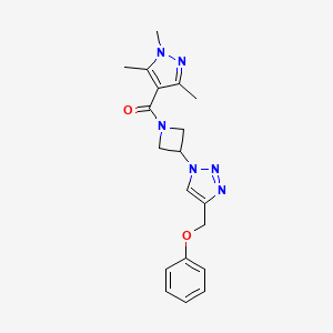 (3-(4-(phenoxymethyl)-1H-1,2,3-triazol-1-yl)azetidin-1-yl)(1,3,5-trimethyl-1H-pyrazol-4-yl)methanone