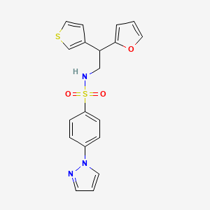 molecular formula C19H17N3O3S2 B2389328 N-[2-(furan-2-yl)-2-(thiophen-3-yl)ethyl]-4-(1H-pyrazol-1-yl)benzene-1-sulfonamide CAS No. 2097872-87-0