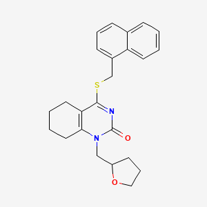 molecular formula C24H26N2O2S B2389339 4-((naphthalen-1-ylmethyl)thio)-1-((tetrahydrofuran-2-yl)methyl)-5,6,7,8-tetrahydroquinazolin-2(1H)-one CAS No. 899993-61-4