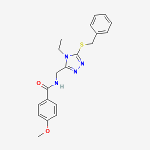 molecular formula C20H22N4O2S B2389342 N-((5-(benzylthio)-4-ethyl-4H-1,2,4-triazol-3-yl)methyl)-4-methoxybenzamide CAS No. 476449-09-9