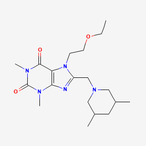 molecular formula C19H31N5O3 B2389344 8-[(3,5-Dimethylpiperidin-1-yl)methyl]-7-(2-ethoxyethyl)-1,3-dimethylpurine-2,6-dione CAS No. 851941-28-1