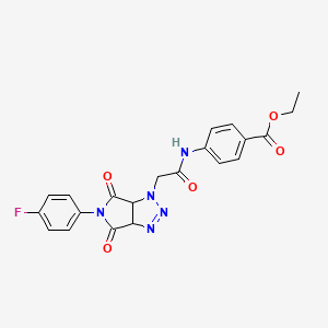 molecular formula C21H18FN5O5 B2389346 ethyl 4-({[5-(4-fluorophenyl)-4,6-dioxo-4,5,6,6a-tetrahydropyrrolo[3,4-d][1,2,3]triazol-1(3aH)-yl]acetyl}amino)benzoate CAS No. 1052605-92-1